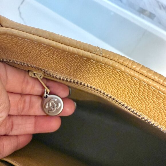 Authentic Chanel Caviar Quilted Medallion Tote Bag Tan - Picture 7 of 13